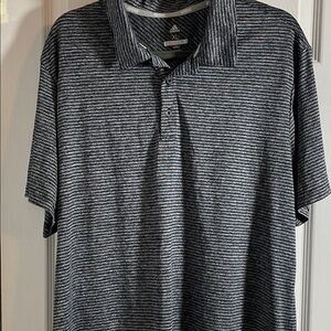 Adidas Golf Men's Polo Shirt - Charcoal and Light Gray Stripes